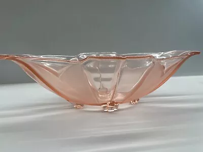 Buy Art Deco Style Pink Glass Bowls/ Decorative Dishes Partly Frosted/ Pressed Glass • 14.99£