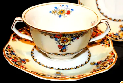 Buy Antique Maddock Sons Minerva Plaza # 3535 England Tea Cream Soup Cup Saucer Set • 10.54£