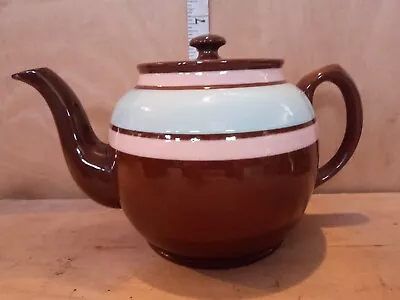 Buy Sadler Nice Glossy Traditional Teapot In Brown & Pretty Pink & Aqua Stripes 6 “ • 11.99£
