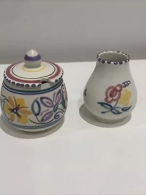 Buy Vintage Poole Pottery Hand Painted Preserve Pot & Vase Traditional Floral Design • 14.99£