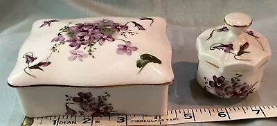 Buy 2 Hammersley  Bone China Trinket Pots Victorian Violets Made In England • 16£