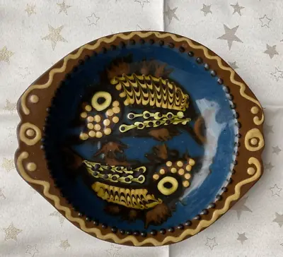Buy Jean Hampton Fishes Slipware Wolverhampton Studio Pottery Terracotta Dish 1975 • 30£