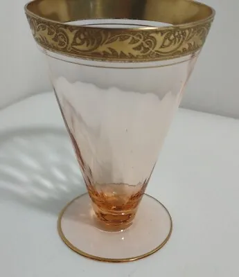 Buy Depression Glass Crystal Optic Lotus RAMBLER ROSE Gold Tumbler 5-1/2  • 9.65£