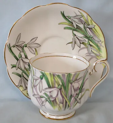 Buy Royal Albert Flower Of The Month Hampton Shaped Cup & Saucer #1 Snowdrops • 23.74£