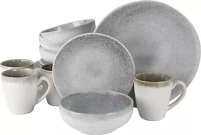 Buy Reactive Glaze Stoneware Dinnerware Set Gift EARTHY DESIGN For 4 (16pcs) • 146.47£