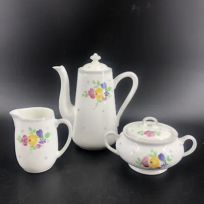 Buy Vintage Adderley Fine Bone China Teapot, Creamer & Sugar Bowl Set White Floral • 42.49£