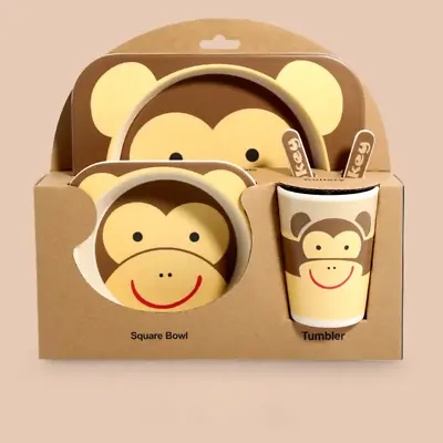 Buy Bambooware Kids Dinner Set 5pc Animals Plastic Eco-friendly Biodegradable Safe • 12.49£