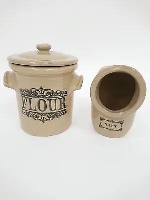 Buy Vintage Moira Pottery Flour Jar & Salt Pig Glazed Stoneware Farmhouse Rustic  • 9.99£