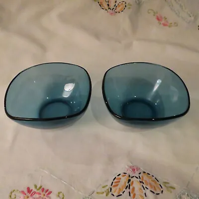 Buy Set Of 2 Vereco France Beautiful Blue Glass Dessert Bowls 4.75  Wide 2.25  Tall • 17.06£