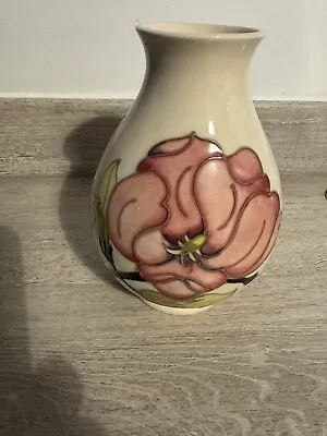 Buy Vintage Moorcroft Pottery Magnolia Flowers Pattern Vase Cream Base 19cm Tall • 90£