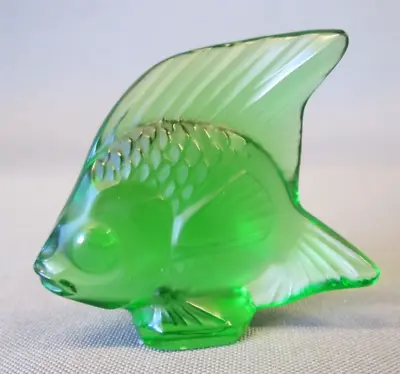 Buy Lalique Art Glass GREEN Angel Fish French Crystal France Paperweight • 182.21£