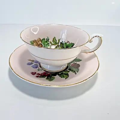 Buy Vintage Royal Grafton Fine Bone China Fruit Tea Cup & Saucer Pink With Gold Rim • 27.90£