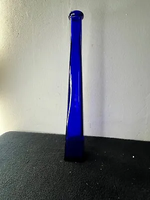 Buy Cobalt Blue Tall Thin Glass Bottle 32cm Tall. Decorative Bottle. • 14£