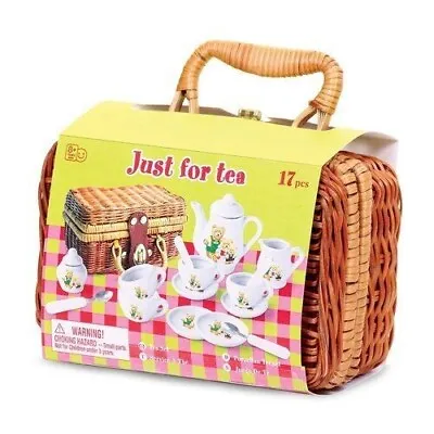 Buy Bear Family Mini Tea Set - Childrens China Tea Set Toy In Wicker Style Case • 13.99£