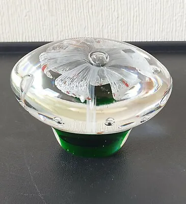 Buy VINTAGE Studio Art Glass Mushroom Shape Controlled Bubble Flower Paperweight  • 25£