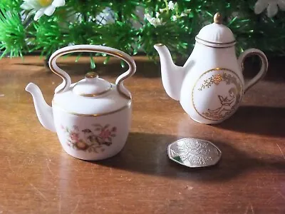 Buy 2 Spode Bone China Miniatures 1 Kettle Bird Design 1 Coffee Pot Cherub • 10.99£