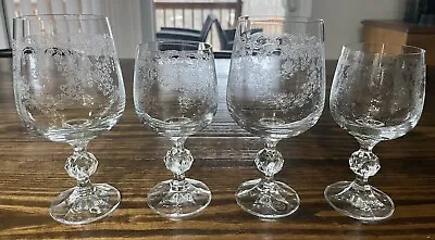 Buy 4 Bohemian Crystal Etched/Cut Glasses Made In Czechoslovakia • 21.85£