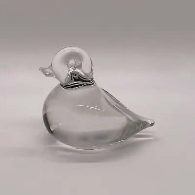 Buy Wedgwood England Art Glass Duck Clear 3  EUC Signed Paperweight Figurine • 21.81£