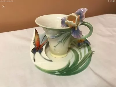 Buy Vintage Franz Butterfly Cup & Saucer FZ01671 With Signatures • 134.49£