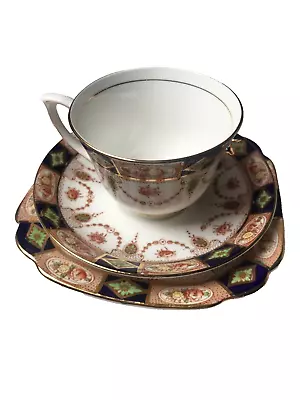 Buy Vintage Roslyn Fine Bone China Trio Floral Chinz Made In England Gold Trim • 13.99£
