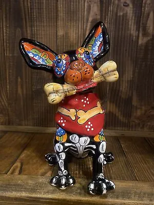 Buy Mexican Talavera Dog Animal Chihuahua Day Of The Dead Figure Pottery Art  12  • 113.80£