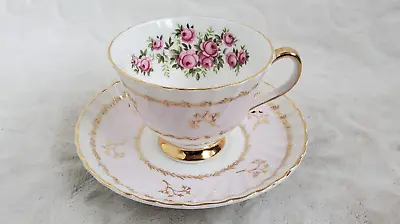 Buy Royal Adderly Bone China Tea Cup & Saucer Pink & Gold Pink Roses England • 14.24£