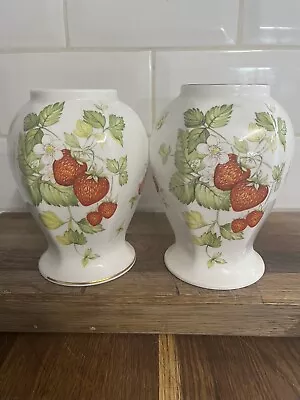 Buy Pair Of Queens China “Virginia Strawberry” Vases • 24£