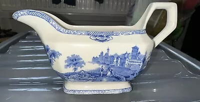 Buy Antique Adams China Blue White Gravy Boat Landscape • 6.50£