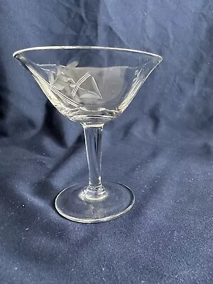 Buy Vintage Champagne Cocktail Sherry Etched Delicate Mid-Century Glasses, Set Of 8 • 27.81£
