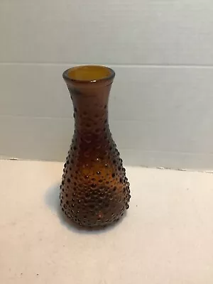 Buy Vintage 1970’s Amber  Bubble Glass Vase 7.5in Tall • 10.79£