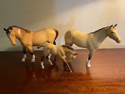 Buy Beswick Collectors Club Bcc Dun Gloss Family, Very Rare ,stallion,mare,& Foal. • 845£