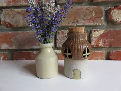 Buy Vintage Pottery House Bottle With Cork • 6.50£