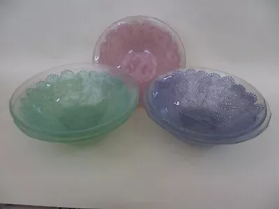 Buy Set Of 6 Glass Pastel Coloured Fruit Bowls 2 Blue 2 Pink 2 Green 6.5  Dia Approx • 24£
