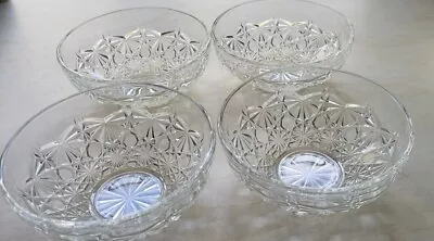 Buy 4 Vintage Shabby Chic French Cut Glass Sundae Dishes Dessert Bowls Trifle Dish • 2.50£
