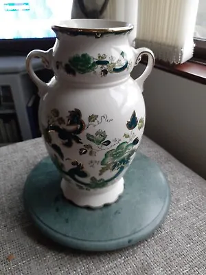 Buy Masons Ironstone Green Chartreuse Large  Twin Handled  Vase  11.5  Inches  Tall • 30£