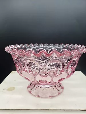 Buy Vintage LE Smith Pink Glass Moon And Stars Compote Dish Ruffled Edge • 34.14£