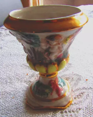 Buy Capodimonte Keramos Porcelain Vase With Hand Painted Cherubs 12.5 Cm • 14.99£