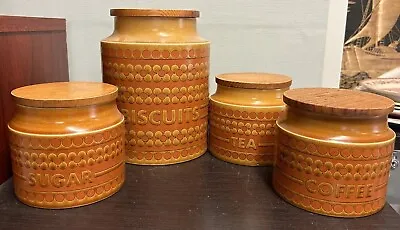 Buy Vintage Hornsea Saffron Pottery Biscuits, Tea, Coffee & Sugar Storage Jars • 34.95£