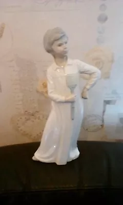 Buy Nao Boy White Gown Holding Spatula Bedtime 29cm High X 11cm Diam Porcelain • 29.99£