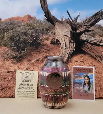 Buy Navajo Art Horse Hair  Pottery Handmade  Etched By 14 Year Old Melanie Eskeets • 56.90£
