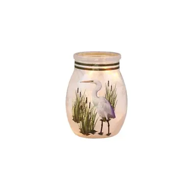 Buy Stony Creek - Frosted Glass - 4  Lighted Vase - Heron • 11.38£