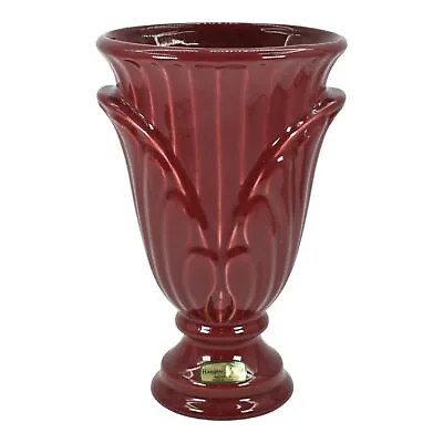 Buy Haeger 1970s Modern Deco Art Pottery Burgundy Red Palm Leaf Ceramic Vase • 70.88£
