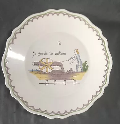 Buy A.MONTAGNON PLATE “Je Garde La Nation” Nevers French Faience. • 19£