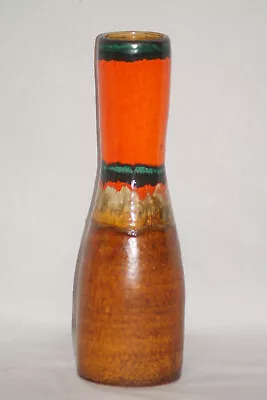 Buy Ceramic Vase Cone Mold 70s Orange Brown Running Glaze 38cm Tall • 34.48£