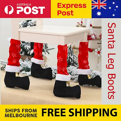 Buy Christmas Chair Table Leg Decoration Shoes Feet Boots Cover Dinner Santa Xmas  • 60.08£