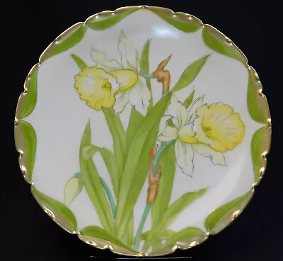 Buy Antique Bavarian Yellow Daffodils Plate 9  Hand Painted Porcelain • 42.58£