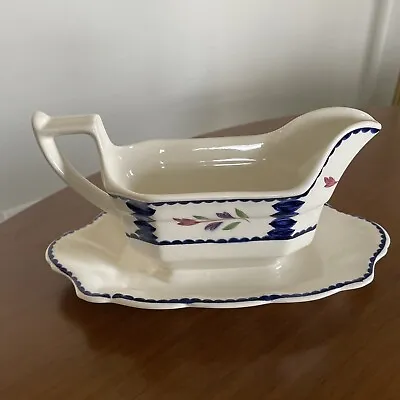 Buy Vintage Adams England Lancaster Ironstone Gravy Or Sauce Boat With Underplate • 17.08£