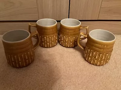 Buy JH Portugal Pottery. 4 Vintage 1970s, Mustard Coloured Coffee Cups • 20£