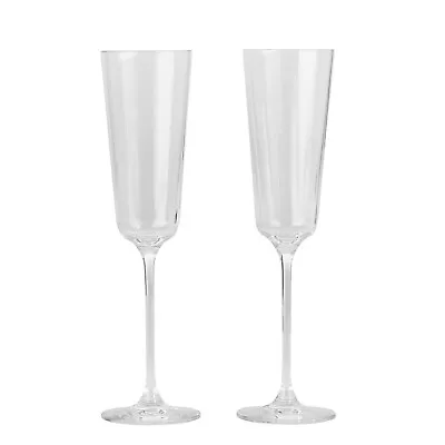 Buy 240ml Set Of 2 Champagne Flutes Glasses Livellara Crystalline Clear Glassware • 9.95£