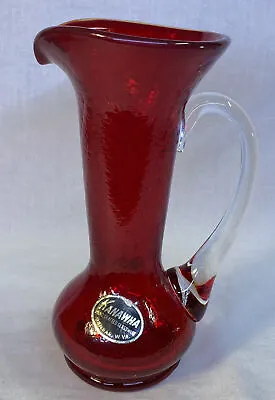 Buy Kanawha Hand Crafted Glassware 6  Tall Red Crackle Glass Pitcher / Creamer • 16.55£